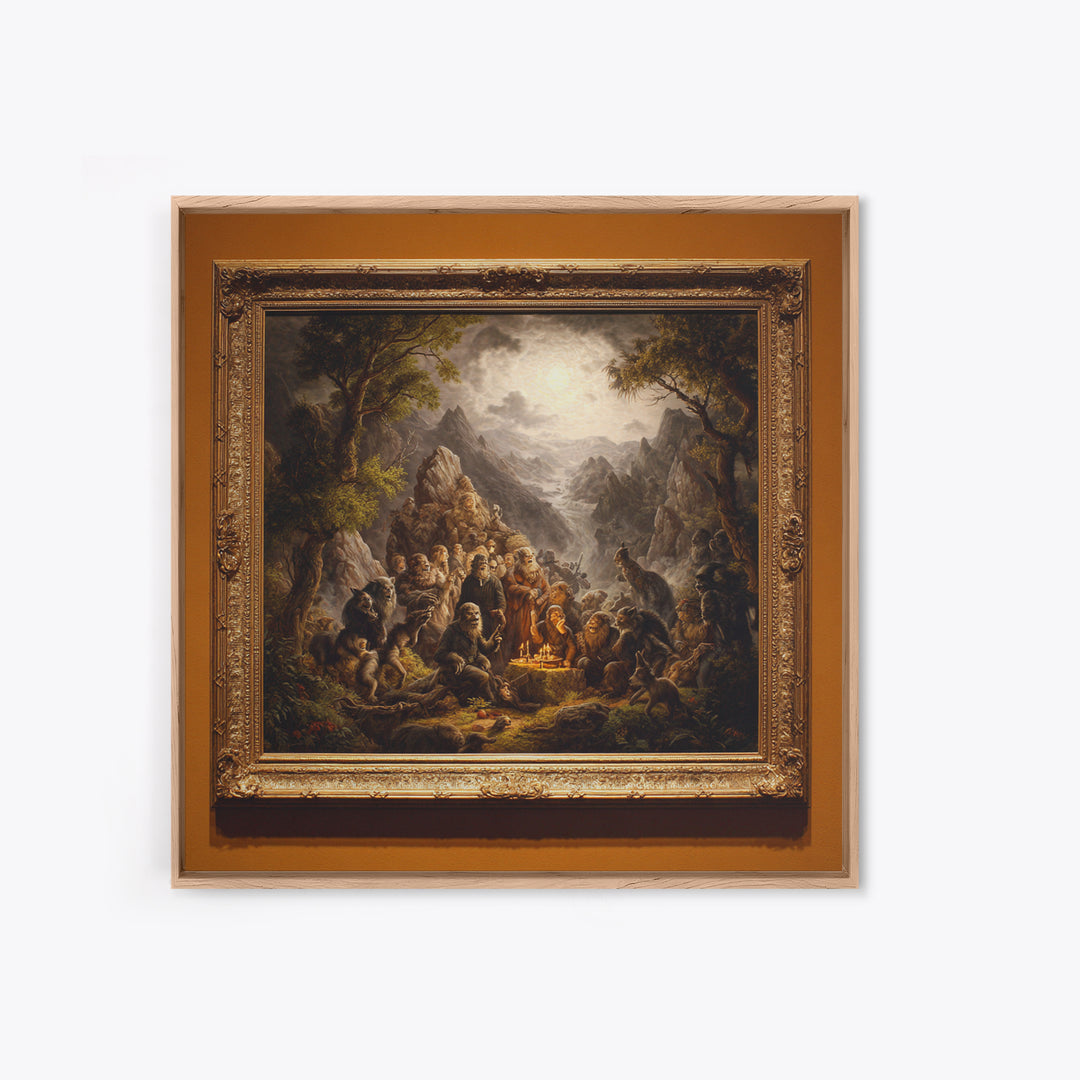 The Monster Family Portrait, Baroque Witchcraft Art, Square Wall Art, Gothic Horror Wall Art, Canvas Print, Halloween Wall Art