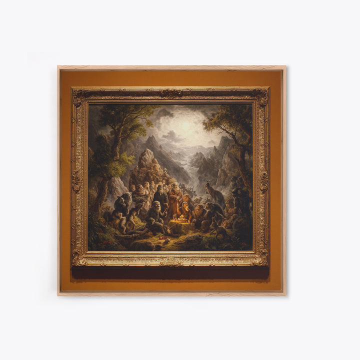 The Monster Family Portrait, Baroque Witchcraft Art, Square Wall Art, Gothic Horror Wall Art, Canvas Print, Halloween Wall Art