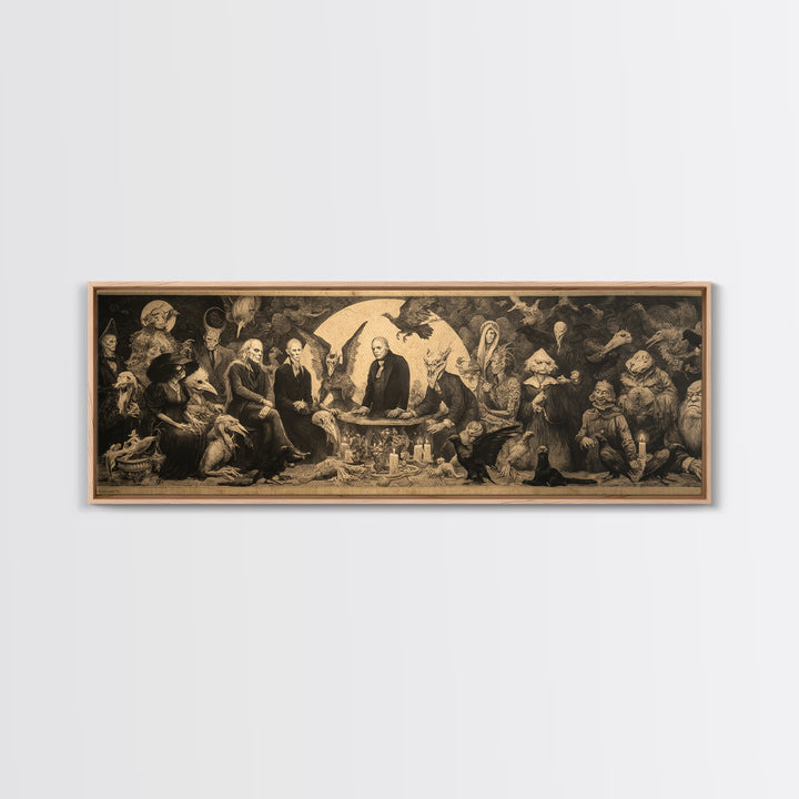The Monster Family Portrait, Dark Romantic Horror Art, Extra Wide Wall Art, Dark Halloween Decor, Canvas Print, Halloween Wall Art