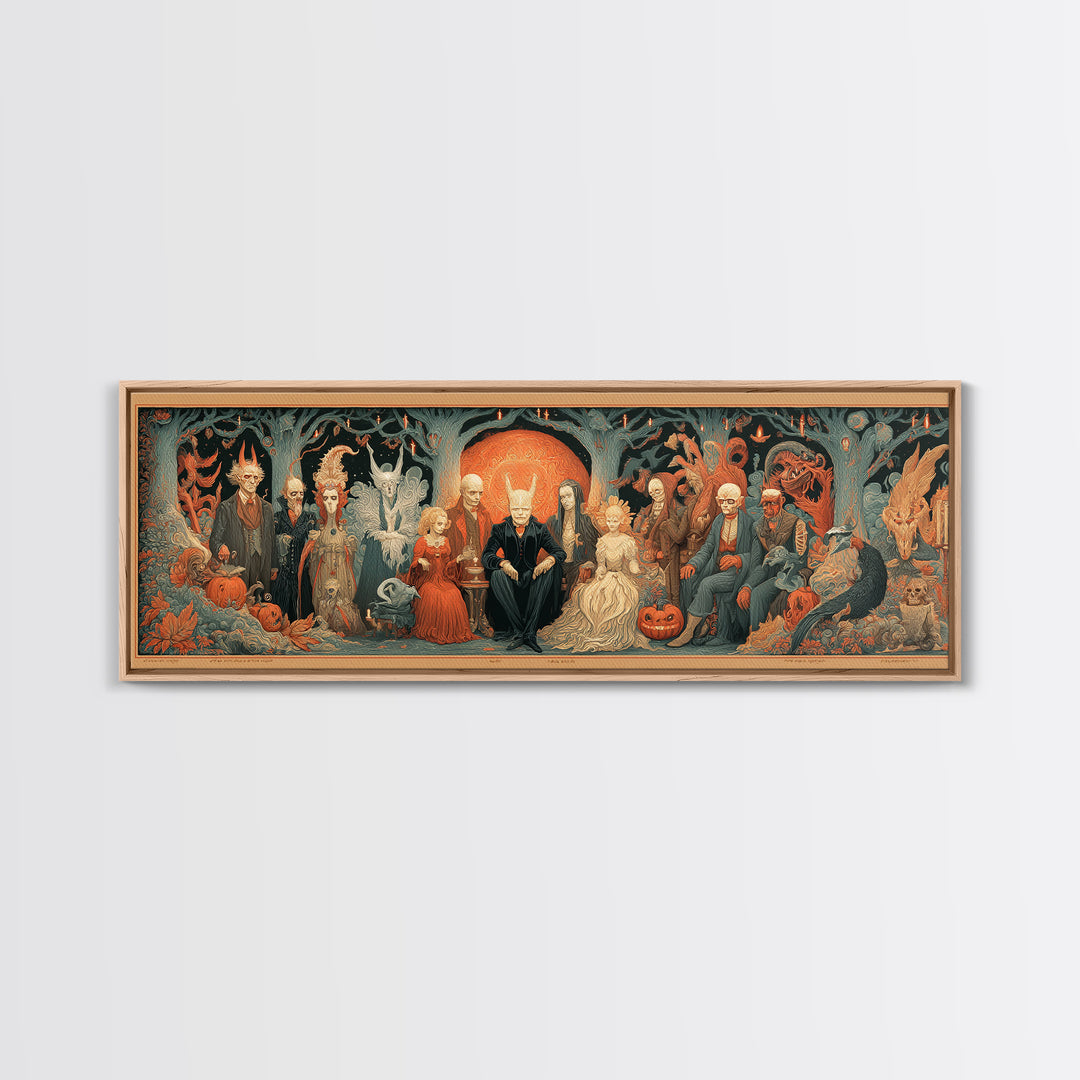 The Monster Family Portrait, Visionary Gothic Art, Extra Wide Wall Art, Dark Fantasy Wall Art, Canvas Print, Halloween Wall Art