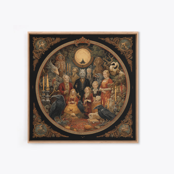 The Monster Family Portrait, Symbolist Etching Art, Square Wall Art, Dark Fantasy Wall Art, Canvas Print, Halloween Wall Art