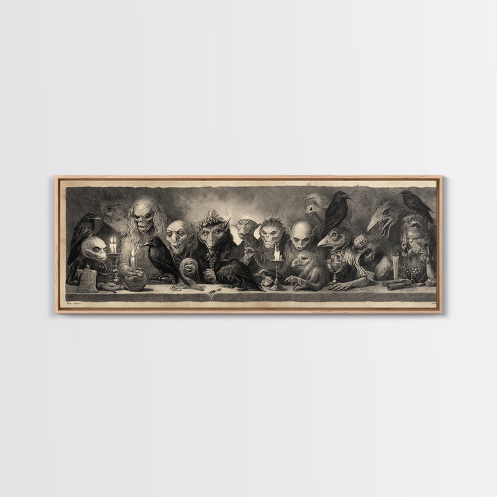 The Monster Family Portrait, Expressionist Nightmare Art, Extra Wide Wall Art, Dark Fantasy Wall Art, Framed Canvas Print
