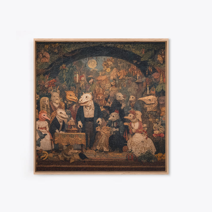 The Monster Family Portrait, Grotesque Carnival Art, Square Wall Art, Dark Fantasy Wall Art, Framed Canvas Print, Halloween Wall Art