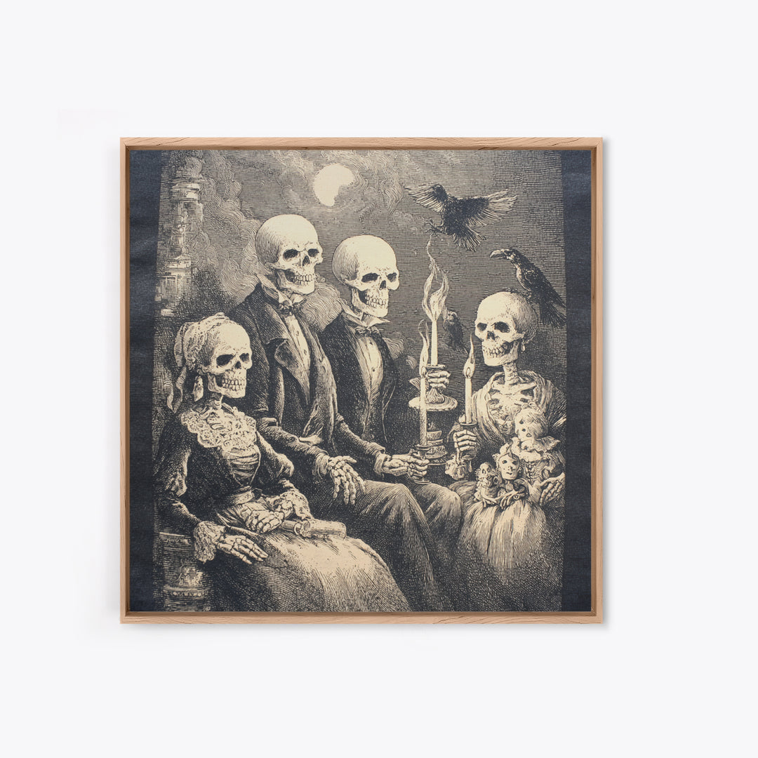 The Monster Family Portrait, Macabre Folk Print Art, Square Wall Art, Gothic Horror Wall Art, Canvas Print, Halloween Wall Art