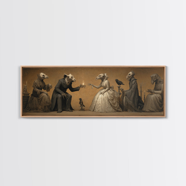 The Monster Family Portrait, Surreal Apocalyptic Art, Extra Wide Wall Art, Dark Halloween Decor, Framed Canvas Print