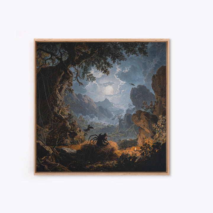 The Spider Sewing Circle, Baroque Witchcraft Art, Square Wall Art, Dark Halloween Decor, Framed Canvas Print, Halloween Wall Art