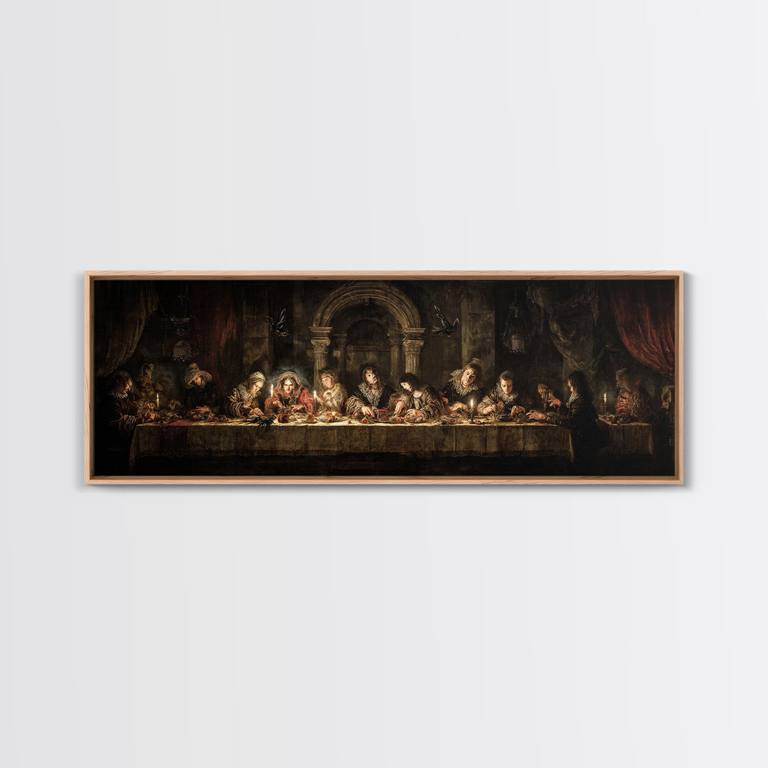 The Spider Sewing Circle, Dark Romantic Horror Art, Extra Wide Wall Art, Macabre Wall Art, Canvas Print, Halloween Wall Art