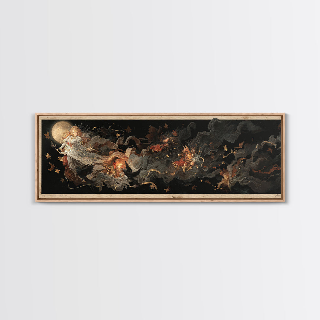 The Spider Sewing Circle, Visionary Gothic Art, Extra Wide Wall Art, Macabre Wall Art, Canvas Print, Halloween Wall Art