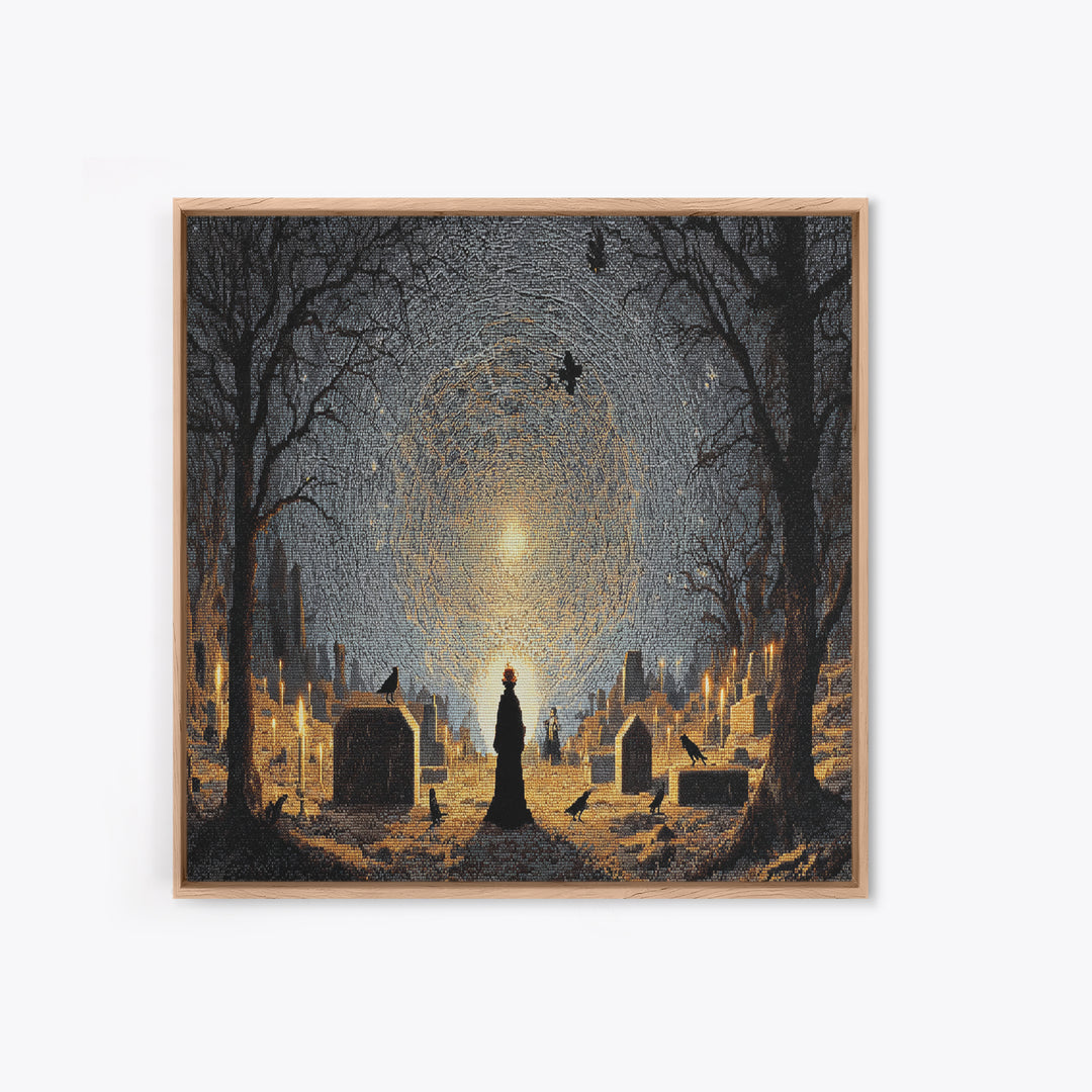 The Spider Sewing Circle, Romantic Gothic Landscape, Landscape Wall Art, Dark Halloween Decor, Canvas Print, Halloween Wall Art