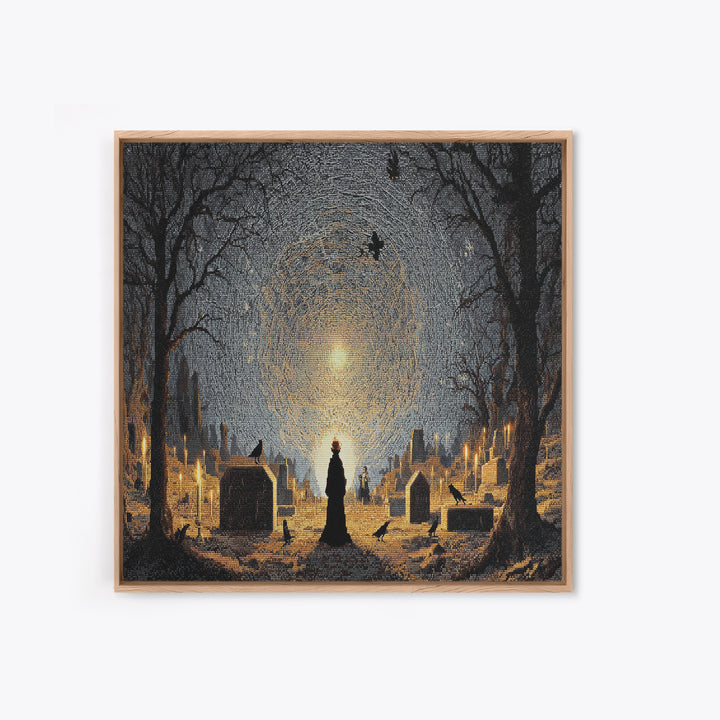 The Spider Sewing Circle, Romantic Gothic Landscape, Landscape Wall Art, Dark Halloween Decor, Canvas Print, Halloween Wall Art