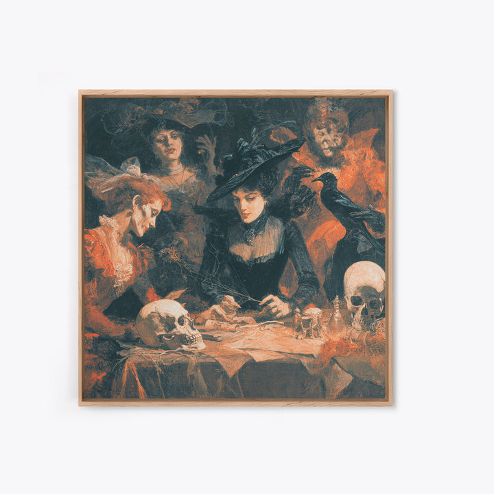 The Spider Sewing Circle, Decadent Gothic Art, Square Wall Art, Dark Halloween Decor, Canvas Print, Halloween Wall Art