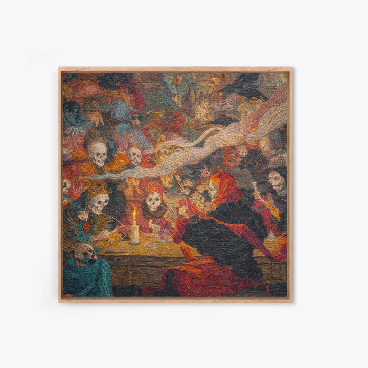 The Spider Sewing Circle, Grotesque Carnival Art, Square Wall Art, Gothic Horror Wall Art, Canvas Print, Halloween Wall Art