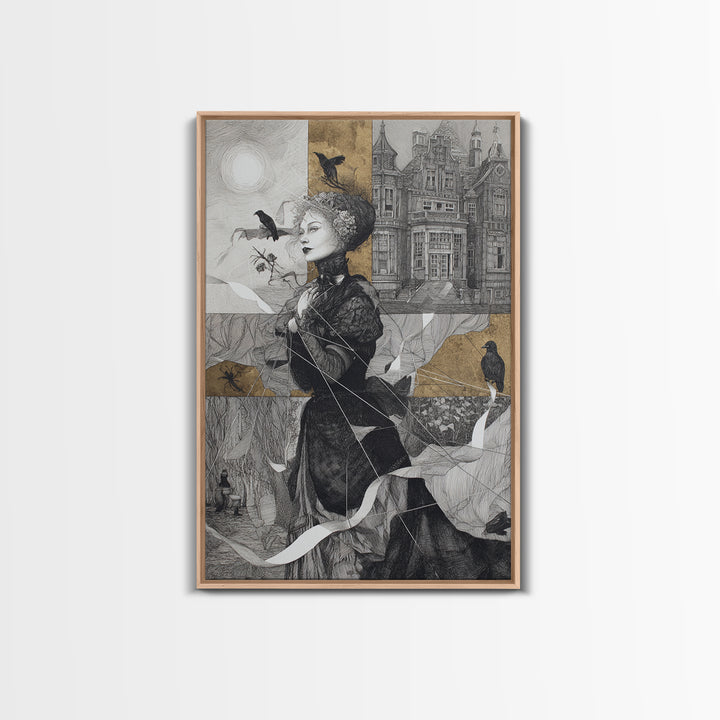 The Spider Sewing Circle, Victorian Macabre Art, Vertical Wall Art, Macabre Wall Art, Framed Canvas Print, Halloween Wall Art