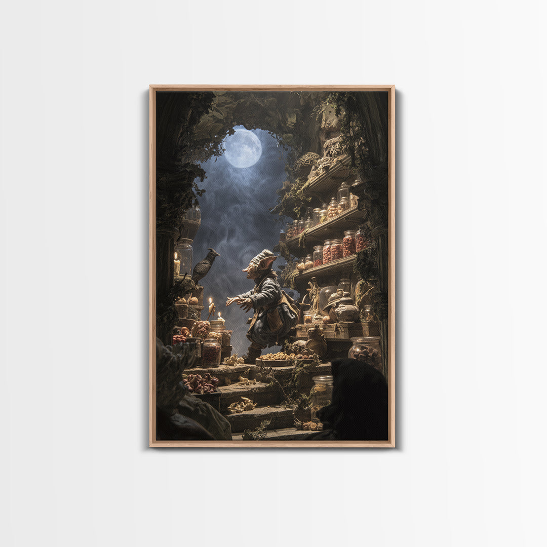 The Goblin Candy Shop, Baroque Witchcraft Art, Vertical Wall Art, Dark Fantasy Wall Art, Canvas Print, Halloween Wall Art