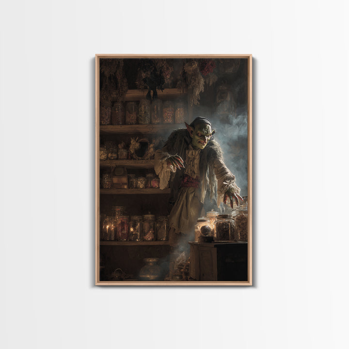 The Goblin Candy Shop, Dark Romantic Horror Art, Vertical Wall Art, Gothic Horror Wall Art, Canvas Print, Halloween Wall Art