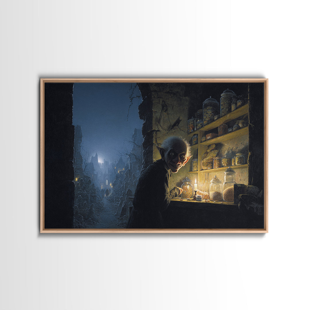 The Goblin Candy Shop, Romantic Gothic Landscape, Landscape Wall Art, Dark Halloween Decor, Canvas Print, Halloween Wall Art