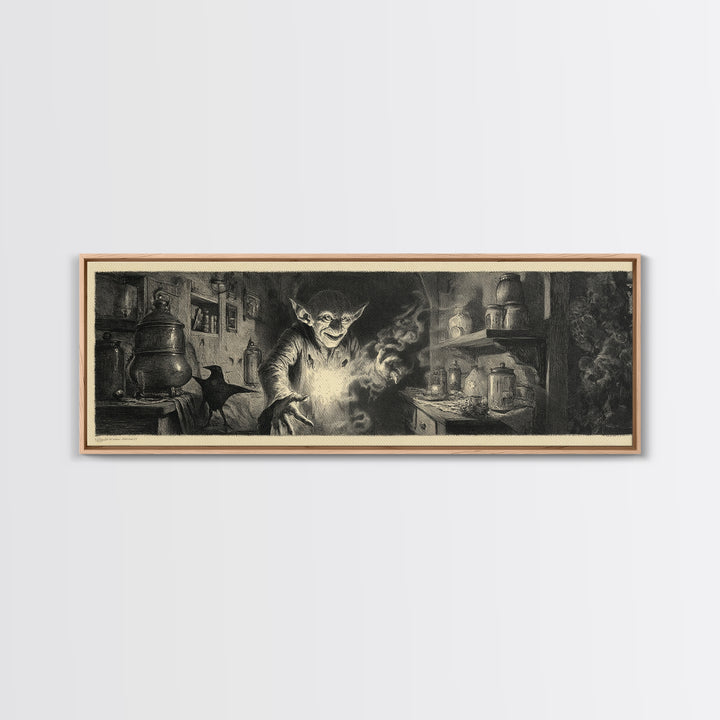 The Goblin Candy Shop, Symbolist Dream Art, Extra Wide Wall Art, Gothic Horror Wall Art, Framed Canvas Print, Halloween Wall Art