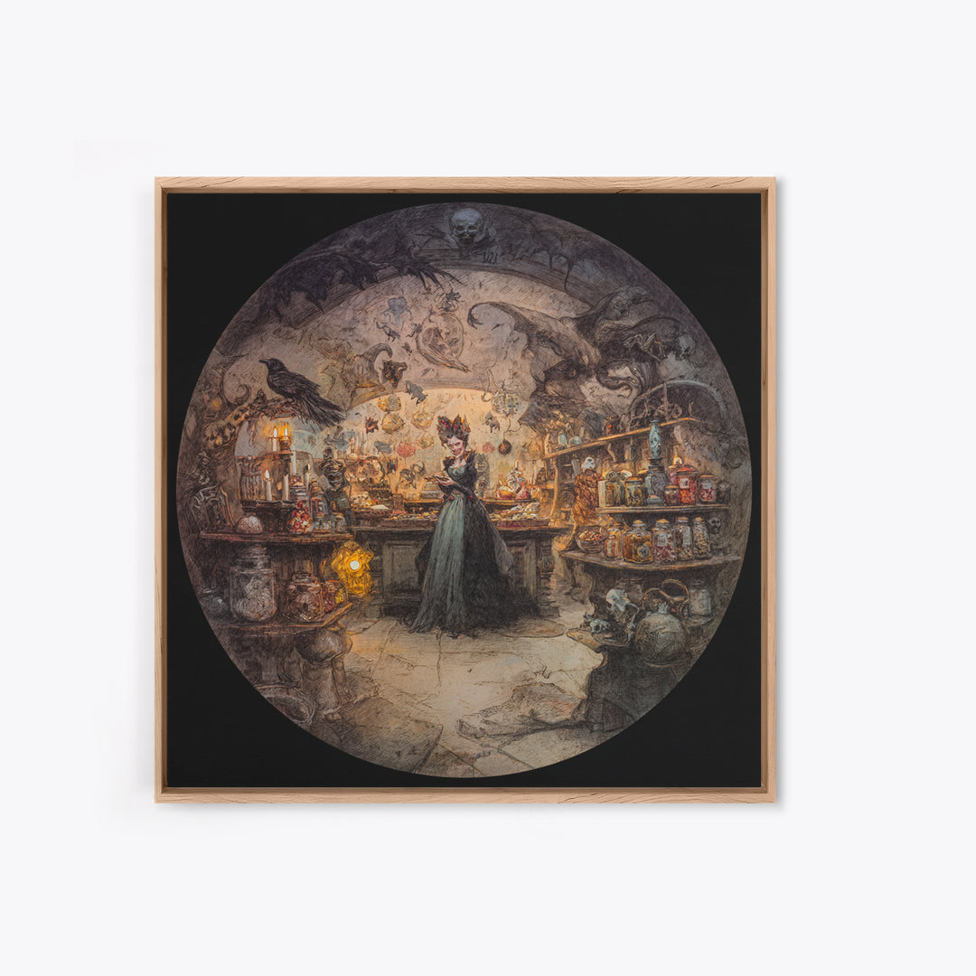 The Goblin Candy Shop, Decadent Gothic Art, Square Wall Art, Dark Fantasy Wall Art, Canvas Print, Halloween Wall Art