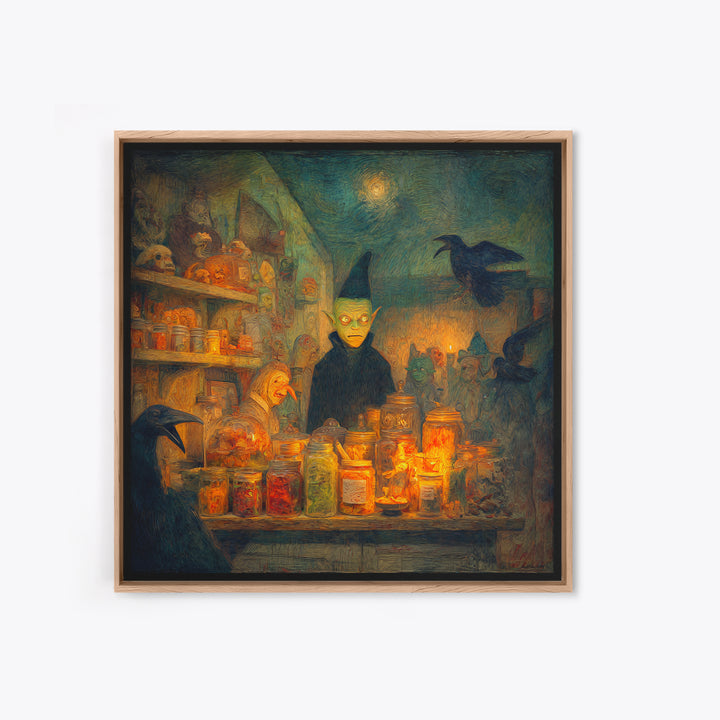 The Goblin Candy Shop, Expressionist Gothic Art, Square Wall Art, Dark Halloween Decor, Canvas Print, Halloween Wall Art, Gothic Home Decor