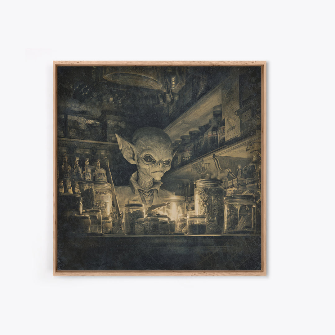 The Goblin Candy Shop, Biomechanical Horror Art, Square Wall Art, Macabre Wall Art, Canvas Print, Halloween Wall Art, Gothic Home Decor
