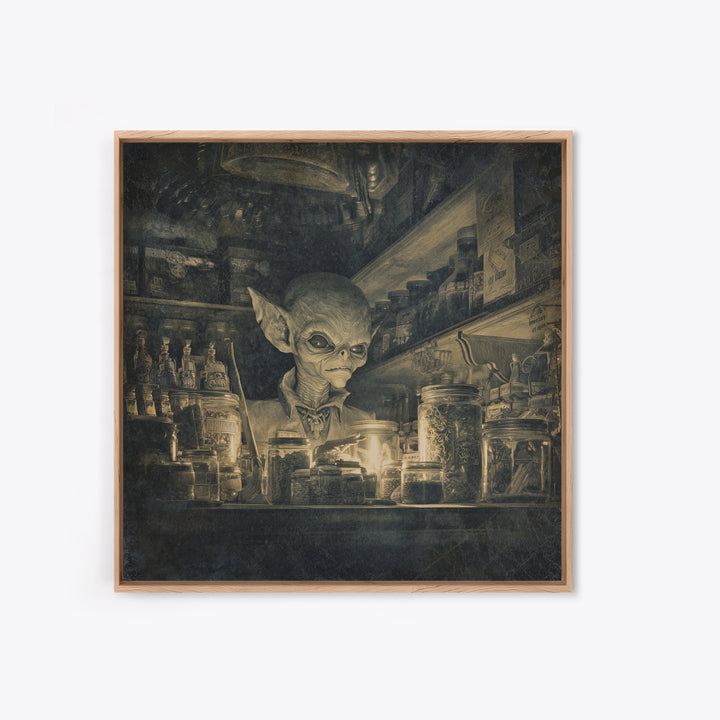 The Goblin Candy Shop, Biomechanical Horror Art, Square Wall Art, Macabre Wall Art, Canvas Print, Halloween Wall Art, Gothic Home Decor