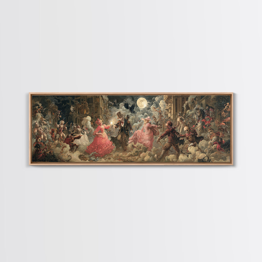 The Haunted Toy Parade, Gothic Engraving Art, Extra Wide Wall Art, Gothic Horror Wall Art, Canvas Print, Halloween Wall Art