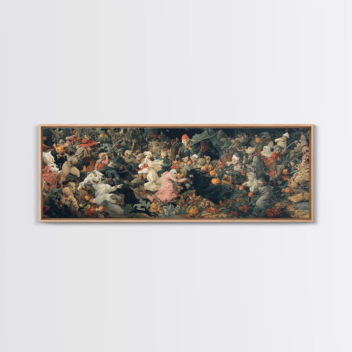 The Haunted Toy Parade, Medieval Grotesque Art, Extra Wide Wall Art, Dark Halloween Decor, Canvas Print, Halloween Wall Art