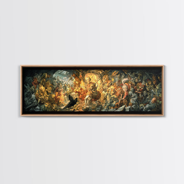 The Haunted Toy Parade, Dark Renaissance Art, Extra Wide Wall Art, Gothic Horror Wall Art, Canvas Print, Halloween Wall Art