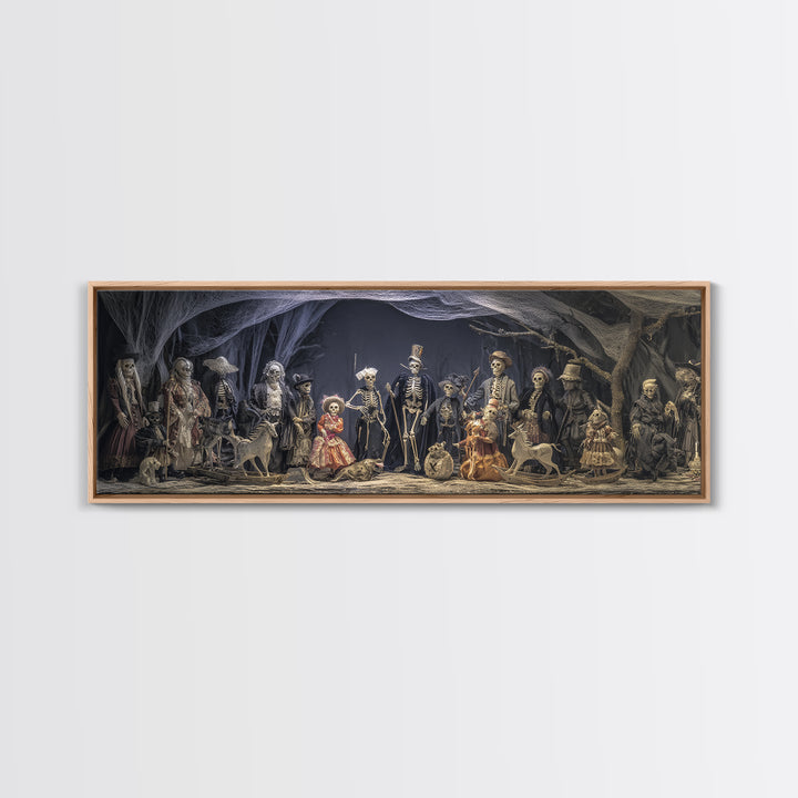 The Haunted Toy Parade, Danse Macabre Art, Extra Wide Wall Art, Dark Halloween Decor, Framed Canvas Print