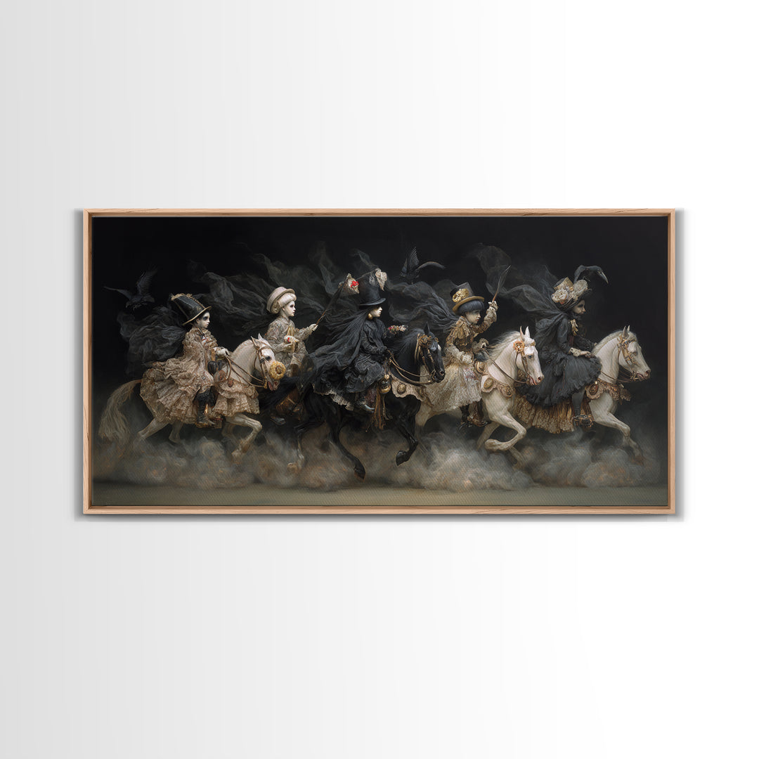 The Haunted Toy Parade, Dark Romantic Horror Art, Wide Panoramic Art, Gothic Horror Wall Art, Canvas Print, Halloween Wall Art
