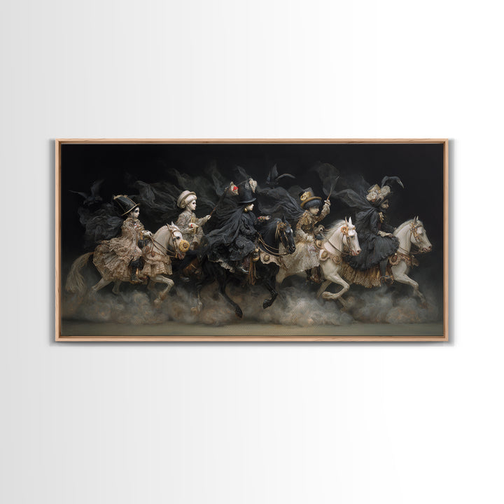 The Haunted Toy Parade, Dark Romantic Horror Art, Wide Panoramic Art, Gothic Horror Wall Art, Canvas Print, Halloween Wall Art