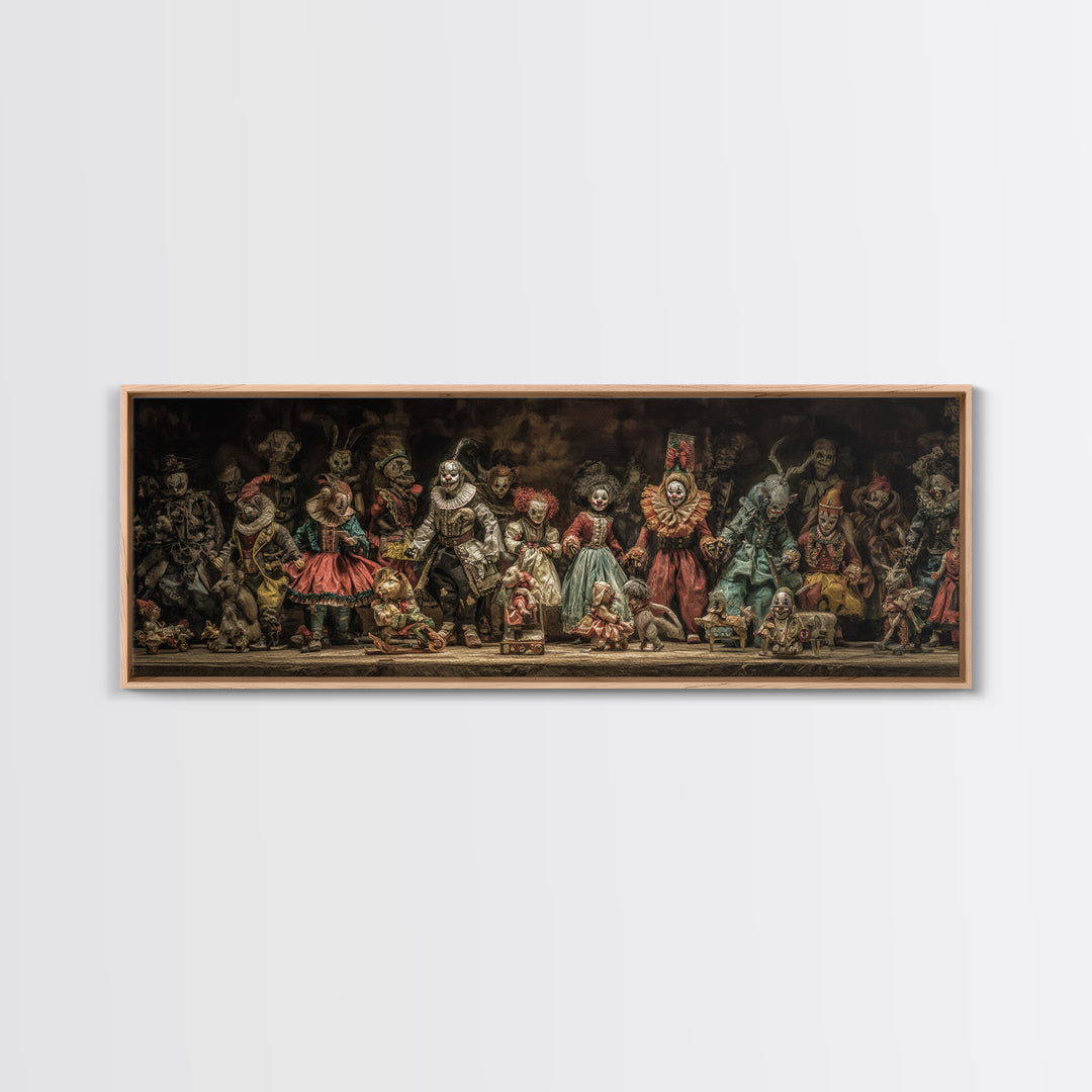 The Haunted Toy Parade, Gothic Nightmare Art, Extra Wide Wall Art, Gothic Horror Wall Art, Framed Canvas Print, Halloween Wall Art