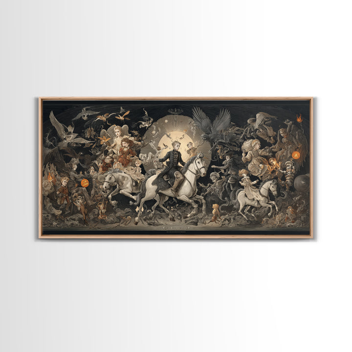 The Haunted Toy Parade, Visionary Gothic Art, Wide Panoramic Art, Dark Fantasy Wall Art, Canvas Print, Halloween Wall Art