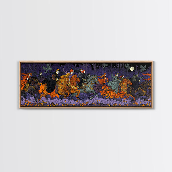 The Haunted Toy Parade, Stained Glass Gothic Art, Extra Wide Wall Art, Dark Fantasy Wall Art, Framed Canvas Print, Halloween Wall Art