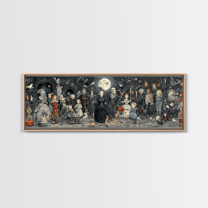 The Haunted Toy Parade, Victorian Macabre Art, Extra Wide Wall Art, Dark Fantasy Wall Art, Framed Canvas Print, Halloween Wall Art