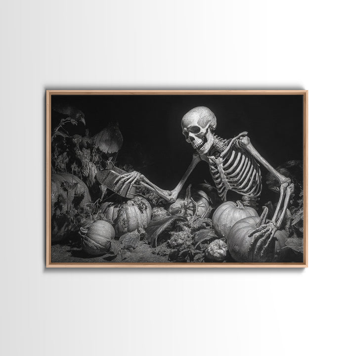 The Skeleton Gardeners, Biomechanical Horror Art, Landscape Wall Art, Gothic Horror Wall Art, Canvas Print, Halloween Wall Art