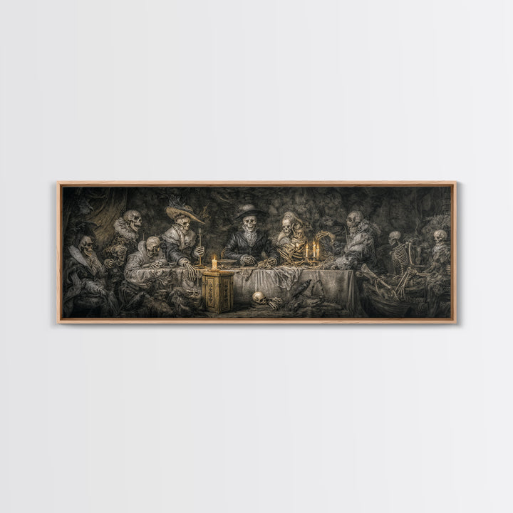 The Ghost Pirate Picnic, Danse Macabre Art, Extra Wide Wall Art, Dark Halloween Decor, Canvas Print, Halloween Wall Art