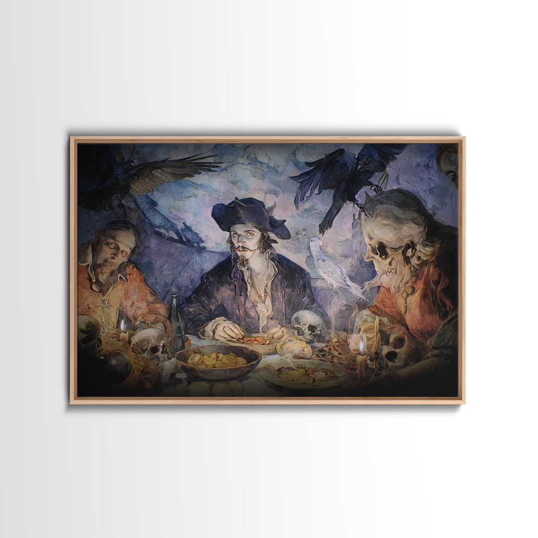 The Ghost Pirate Picnic, Expressionist Gothic Art, Landscape Wall Art, Dark Fantasy Wall Art, Canvas Print, Halloween Wall Art