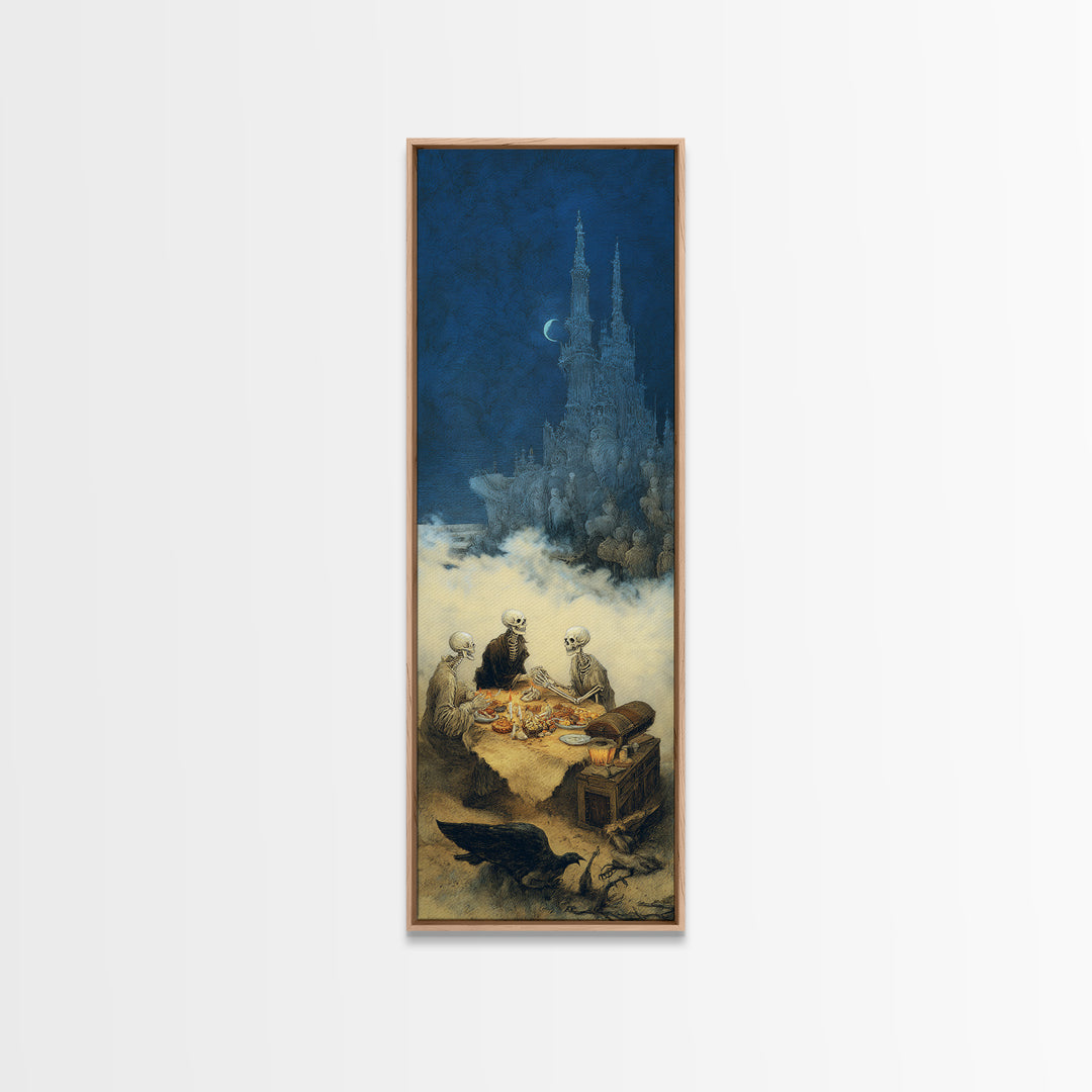 The Ghost Pirate Picnic, Surreal Apocalyptic Art, Tall Narrow Wall Art, Dark Fantasy Wall Art, Canvas Print, Halloween Wall Art