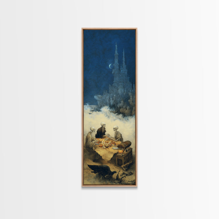 The Ghost Pirate Picnic, Surreal Apocalyptic Art, Tall Narrow Wall Art, Dark Fantasy Wall Art, Canvas Print, Halloween Wall Art