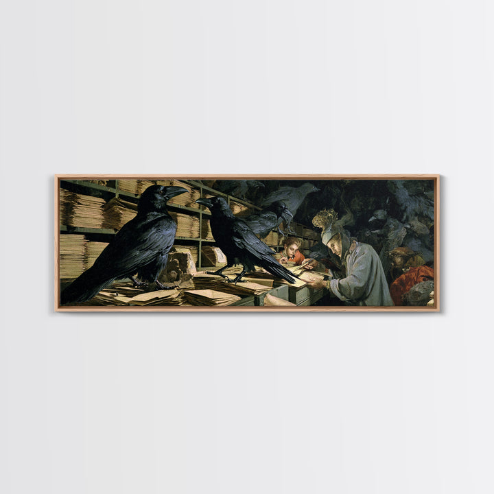 The Raven Post Office, Gothic Nightmare Art, Extra Wide Wall Art, Dark Fantasy Wall Art, Framed Canvas Print, Halloween Wall Art