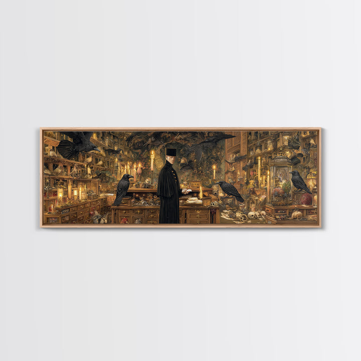 The Raven Post Office, Ornate Symbolist Art, Extra Wide Wall Art, Gothic Horror Wall Art, Framed Canvas Print, Halloween Wall Art