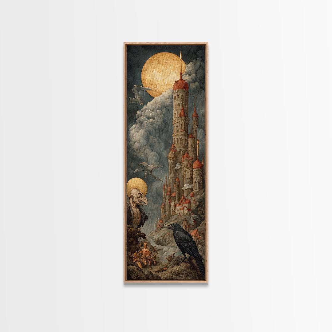 The Candy Corn Kingdom, Dark Renaissance Art, Tall Narrow Wall Art, Gothic Horror Wall Art, Framed Canvas Print