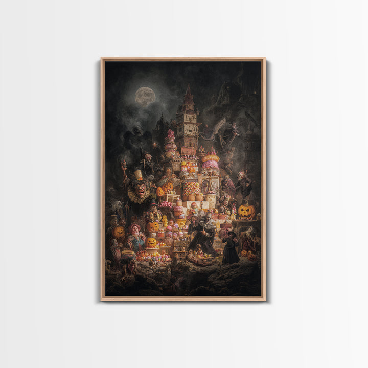 The Candy Corn Kingdom, Dark Romantic Horror Art, Vertical Wall Art, Gothic Horror Wall Art, Framed Canvas Print, Halloween Wall Art