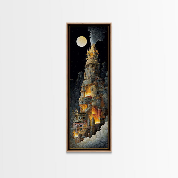The Candy Corn Kingdom, Visionary Gothic Art, Tall Narrow Wall Art, Dark Halloween Decor, Framed Canvas Print, Halloween Wall Art