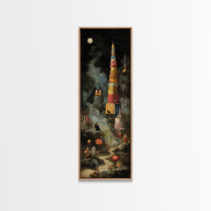 The Candy Corn Kingdom, Symbolist Dream Art, Tall Narrow Wall Art, Dark Fantasy Wall Art, Canvas Print, Halloween Wall Art