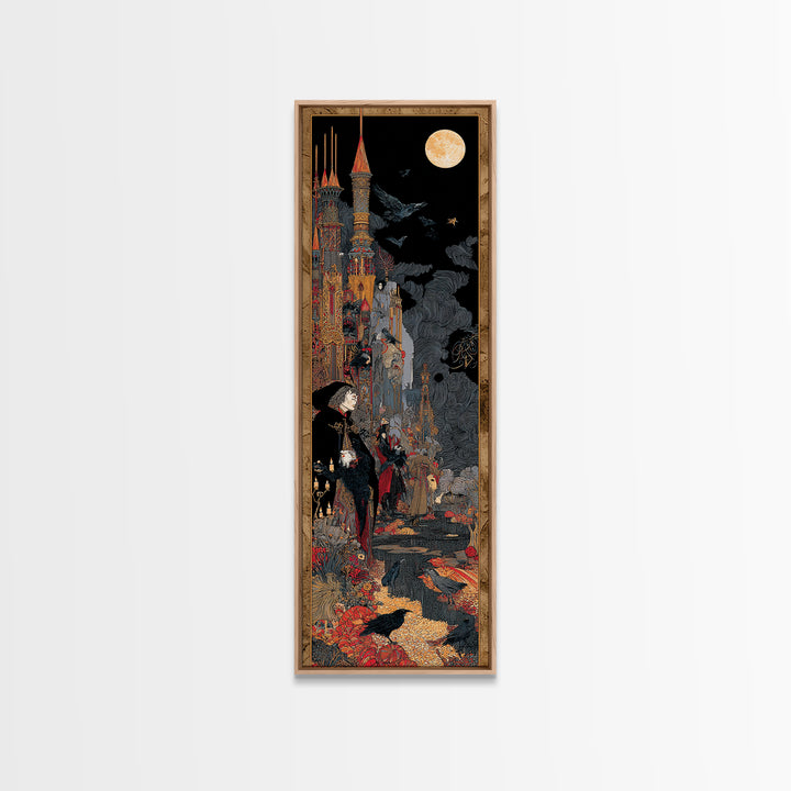 The Candy Corn Kingdom, Stained Glass Gothic Art, Tall Narrow Wall Art, Dark Fantasy Wall Art, Canvas Print, Halloween Wall Art