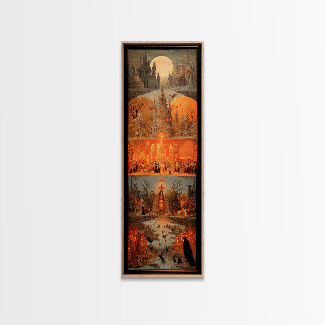 The Candy Corn Kingdom, Surreal Apocalyptic Art, Tall Narrow Wall Art, Dark Halloween Decor, Framed Canvas Print, Halloween Wall Art