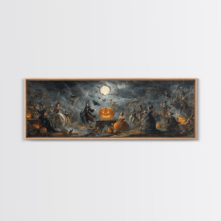 The Jack-O'-Lantern Circus, Dark Romantic Horror Art, Extra Wide Wall Art, Macabre Wall Art, Framed Canvas Print, Halloween Wall Art