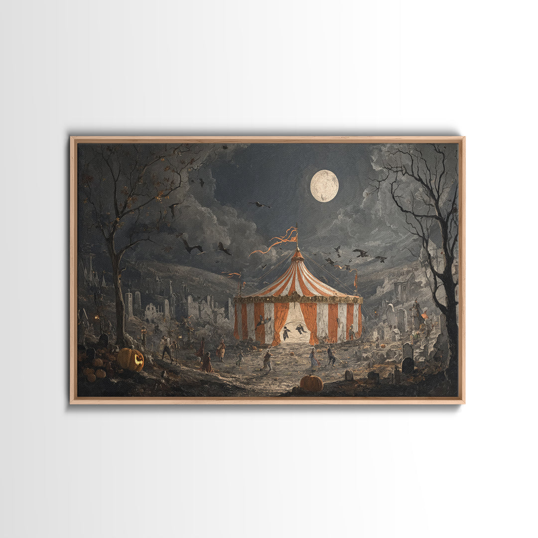 The Jack-O'-Lantern Circus, Romantic Gothic Landscape, Landscape Wall Art, Gothic Horror Wall Art, Canvas Print, Gothic Home Decor